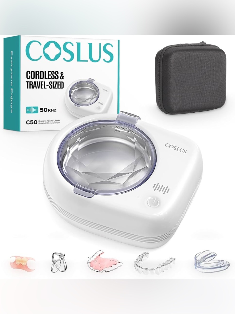 NWT White Cordless Ultrasonic Cleaner for Dental Appliances